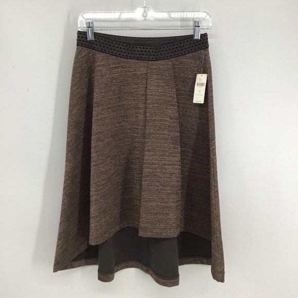 Anthropologie HD In Paris Glistened Metallic Hi-Low Skirt Career Gold NWT Size S - Picture 8 of 9